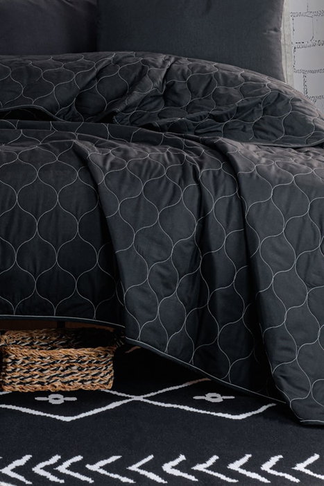 L'essentiel linge de maison Juego de colcha doble Solid - Black L'essentiel linge de maison Juego de colcha doble Solid - Black